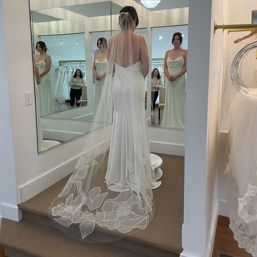 Floral embroidered Wedding Veil